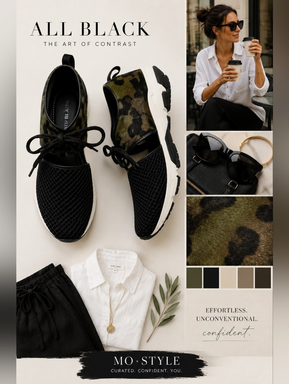 ALL BLACK (Rare Calf) Hair Camo Mesh Black Chunky Lace-Up Shoes EU 41/10 - Picture 3 of 7